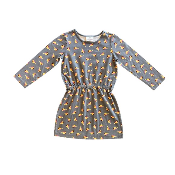 Hanna Andersson Antwerp gray bird print long sleeve dress size 110 US 5 - Picture 1 of 16